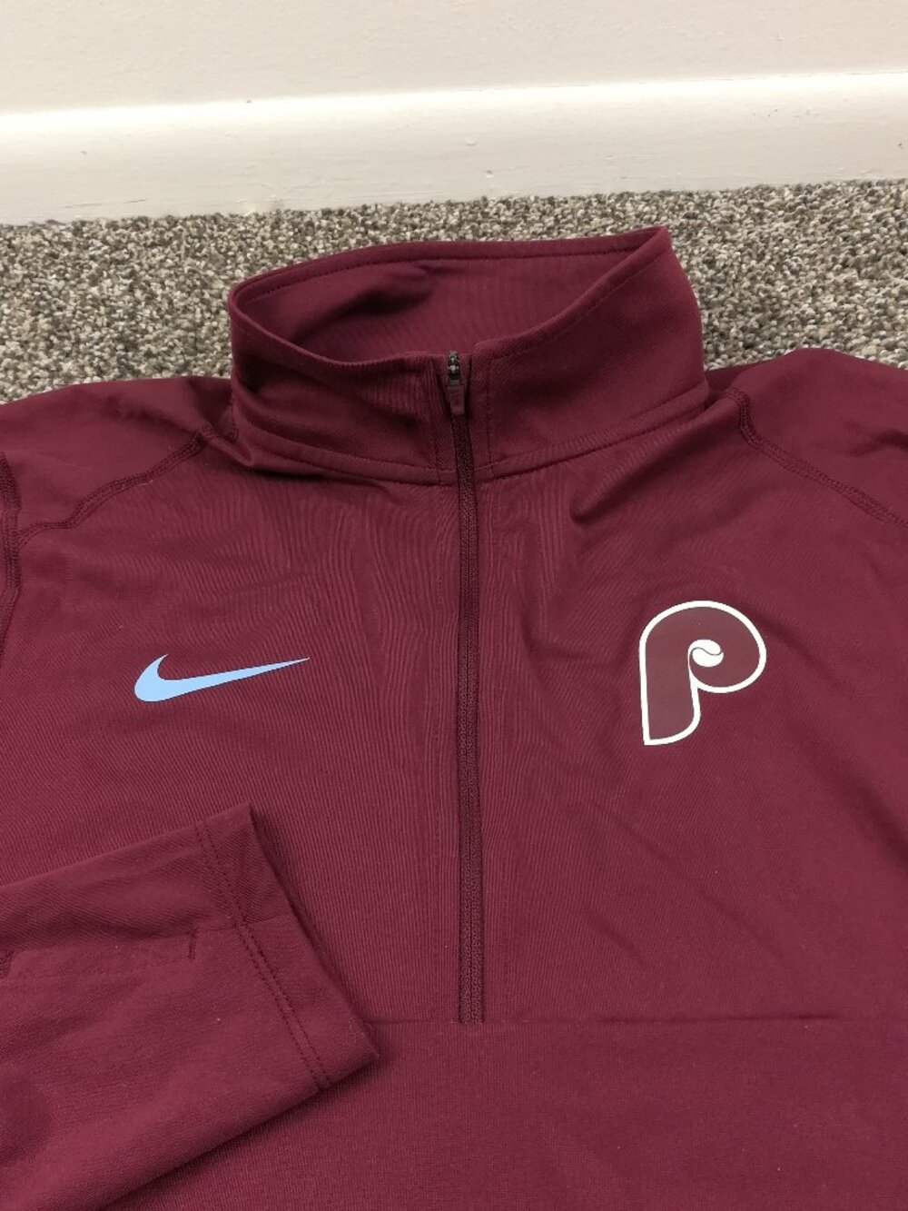 Philadelphia Phillies Jacket Nike Dri Fit 1/4 Zip Vintage Logo Mens Small